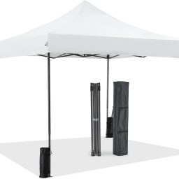 DUMOS Canopy Tents 10x10 Heavy Duty with Sand Bags, Pop Up Canopy for Vendor Market,Parties,Backyard with Carrying Bag, Waterproof Portable Tent Pop Up Shade 10FT WH