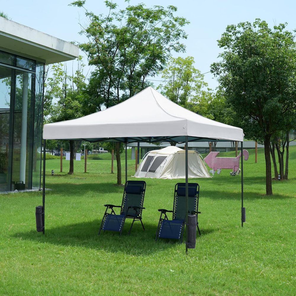 DUMOS Canopy Tents 10x10 Heavy Duty with Sand Bags, Pop Up Canopy for Vendor Market,Parties,Backyard with Carrying Bag, Waterproof Portable Tent Pop Up Shade 10FT WH - Image 3