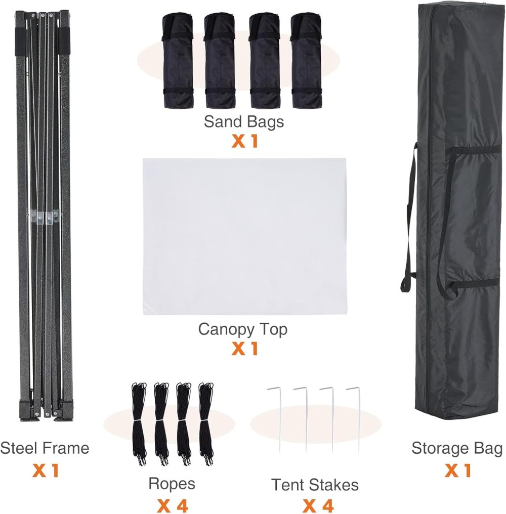 DUMOS Canopy Tents 10x10 Heavy Duty with Sand Bags, Pop Up Canopy for Vendor Market,Parties,Backyard with Carrying Bag, Waterproof Portable Tent Pop Up Shade 10FT WH - Image 7