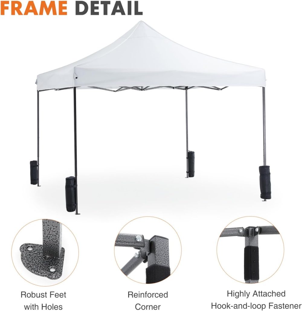 DUMOS Canopy Tents 10x10 Heavy Duty with Sand Bags, Pop Up Canopy for Vendor Market,Parties,Backyard with Carrying Bag, Waterproof Portable Tent Pop Up Shade 10FT WH - Image 9